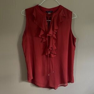 Tommy Hilfiger Sleeveless Blouse with Ruffle Detail in Red